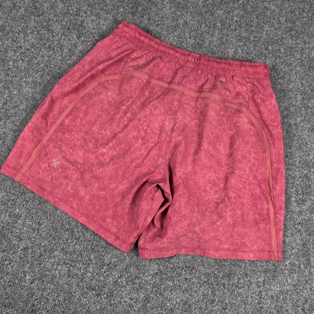 Lululemon Pace Breaker Shorts Mens L Red Acid Wash Athletic Running 7" Inseam